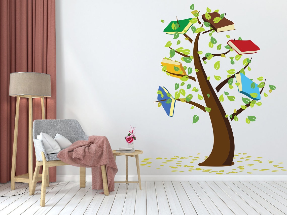 Library Tree Wall Art Decals Library Wall Decal Education Etsy