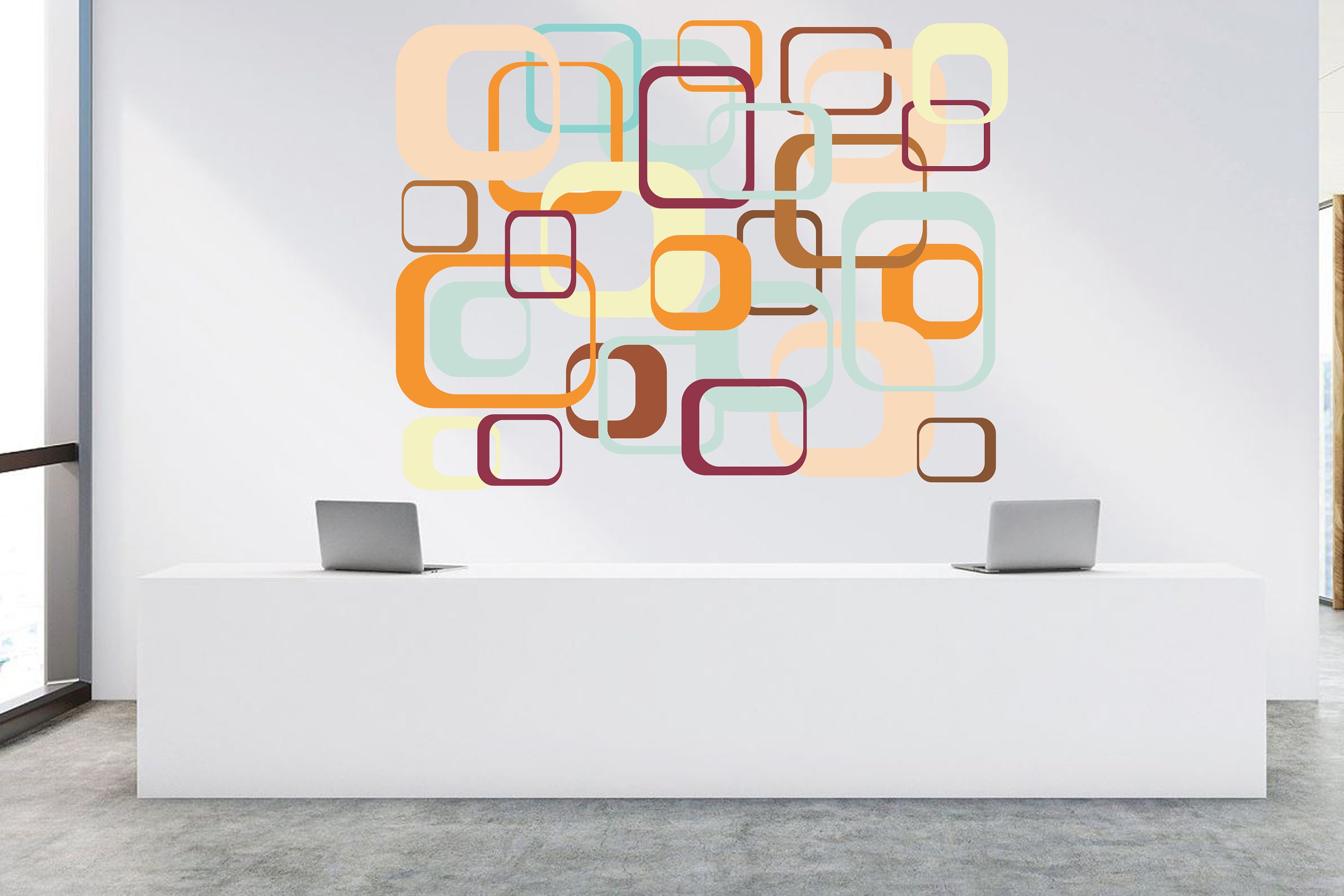 Squares Wall Decal Square Wall Sticker Office Decor Etsy