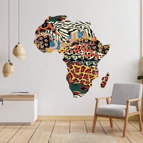 Africa Map Wall Art Vinyl Sticker Africa Continent Wall Vinyl Etsy