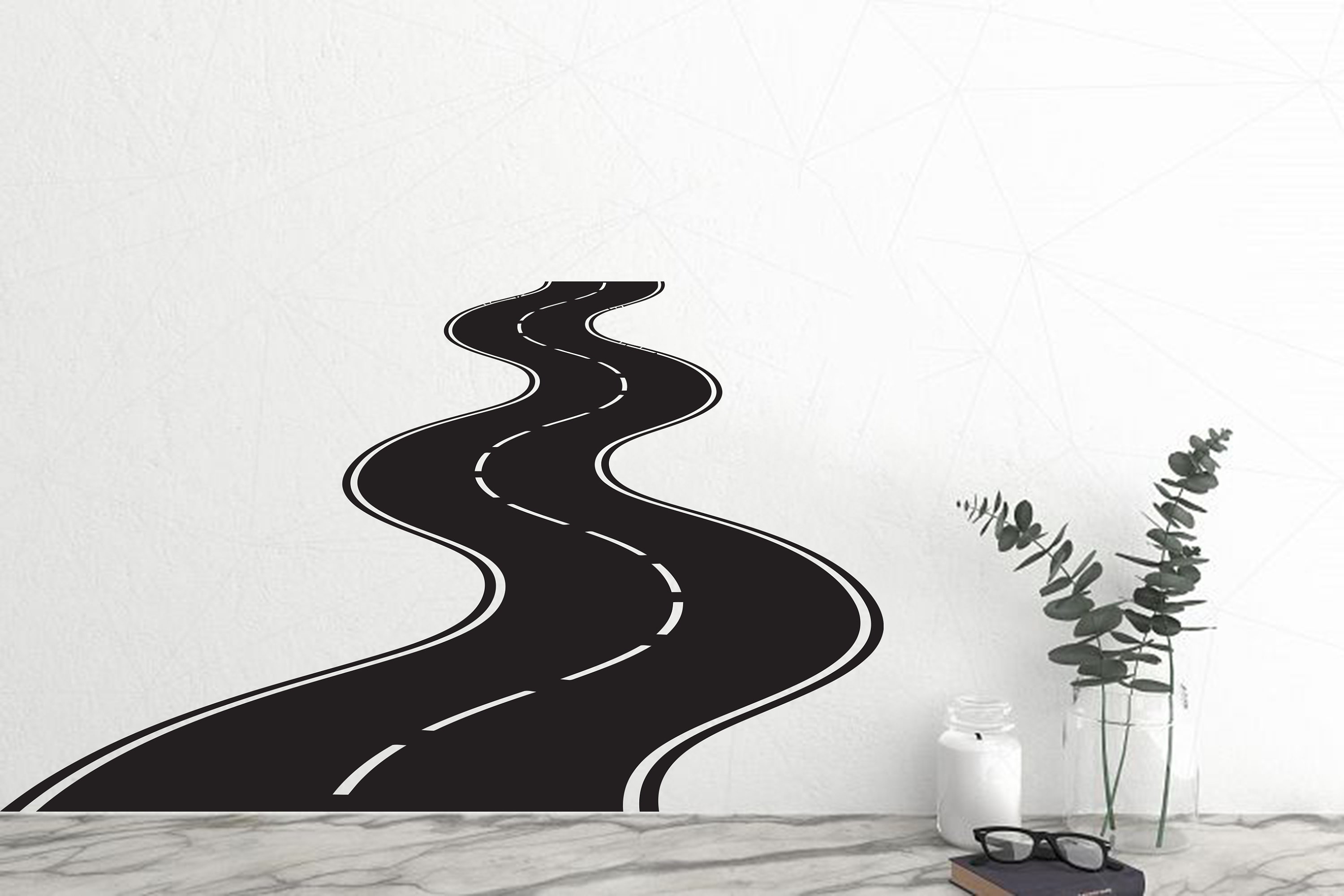 Road wall decal sticker Roadway wall vinylCurved road wall Etsy