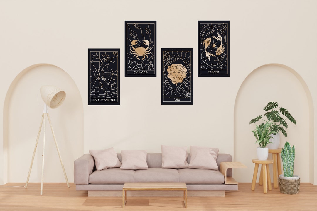 Zodiac Signs Wall Decal Set of 4 Astrology Decal Zodiac Wall Sticker