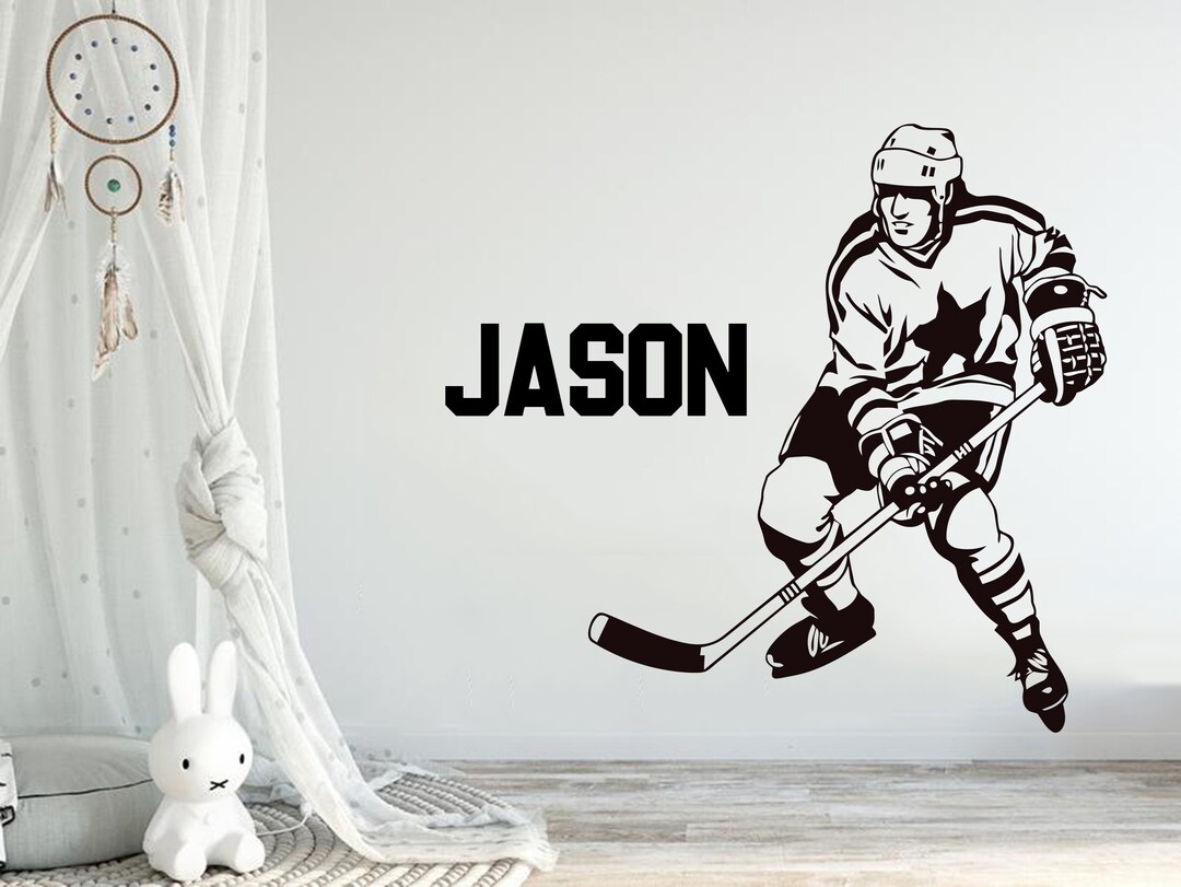 Hockey Wall Decal Hockey Player Decal Custom Name Wall Hockey ...
