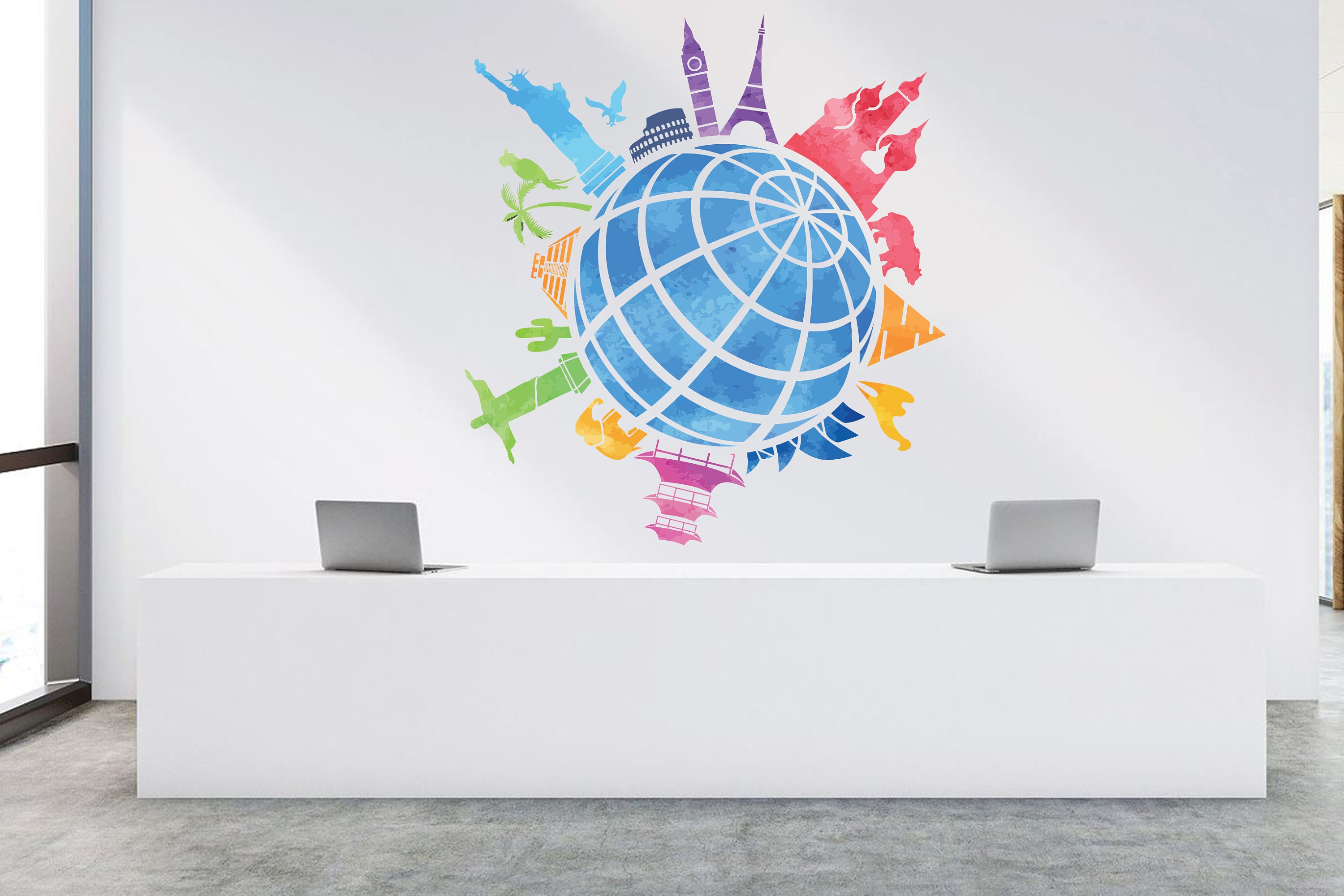 World Map Wall Decor Travel Agency Decoration office Etsy