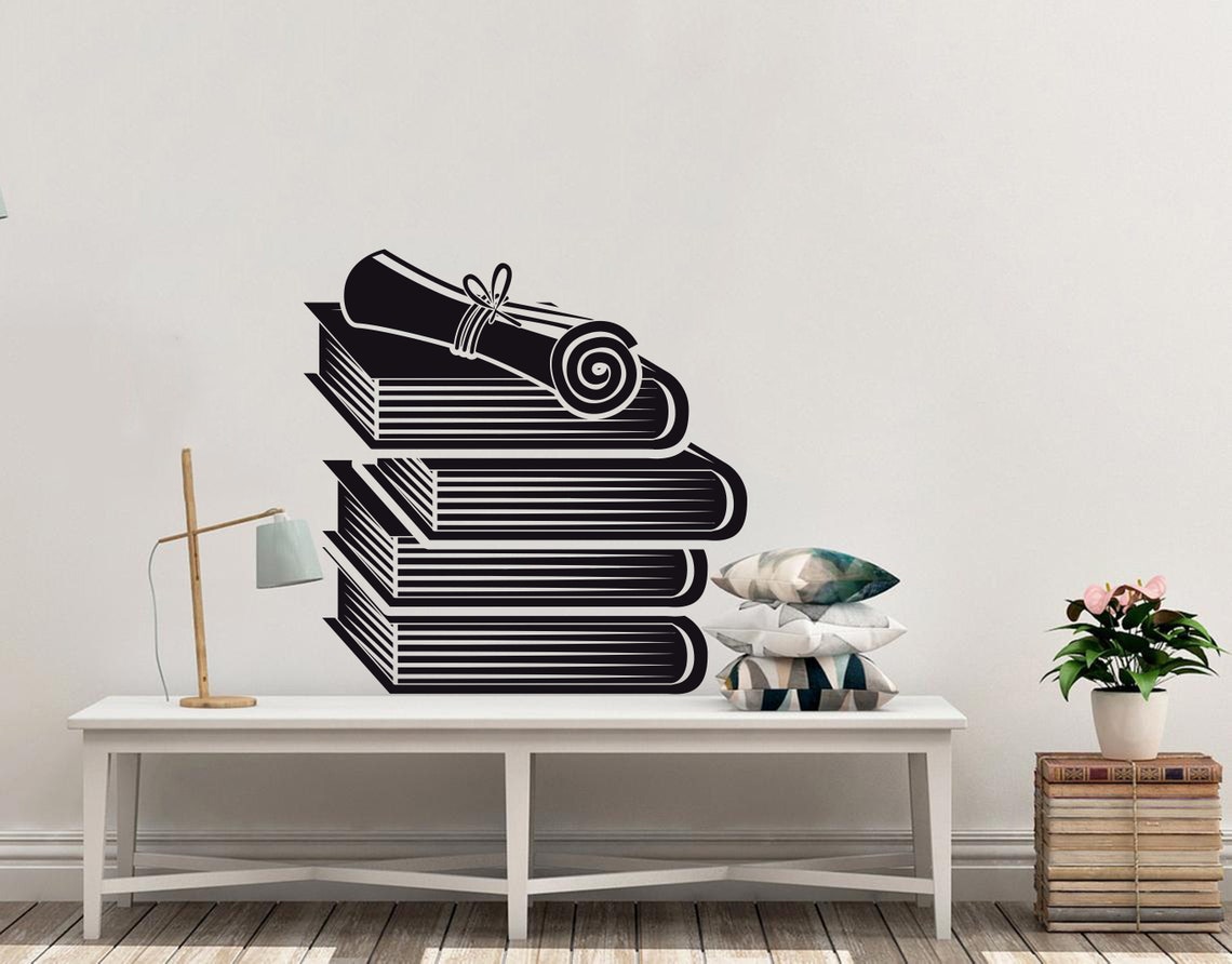 Books Vinyl Wall Art Decal for Home Library Wall Decal Etsy