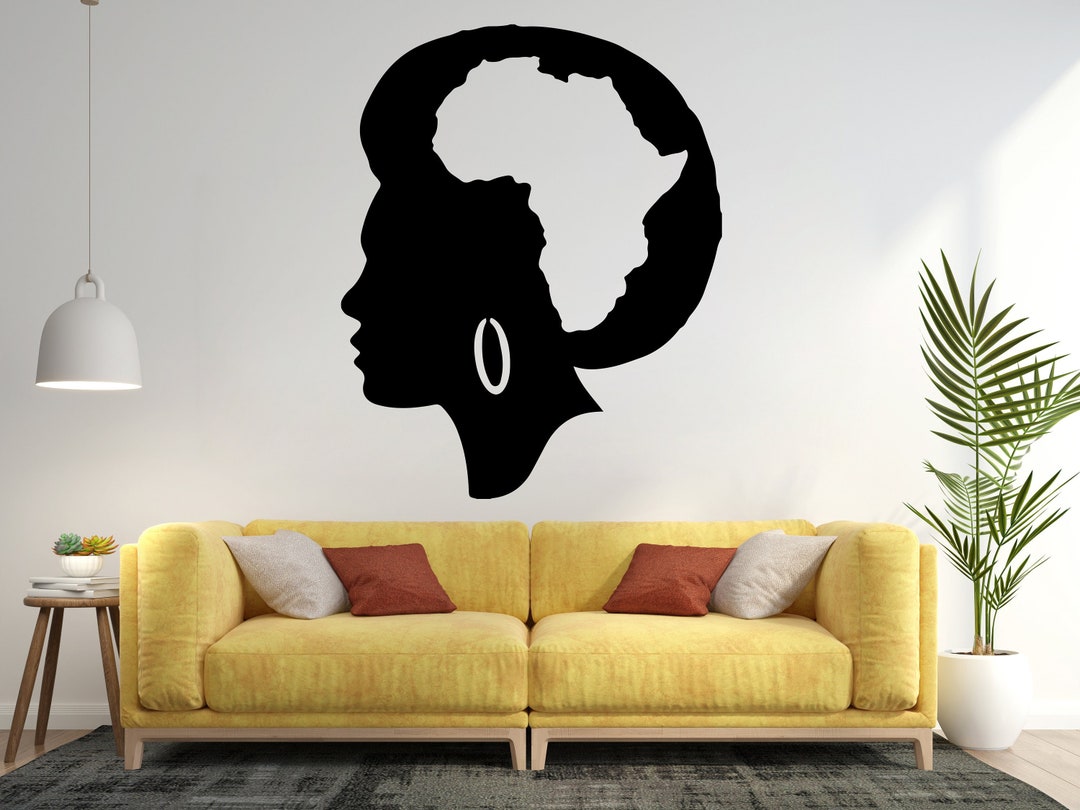 Africa Map Wall Art Vinyl Sticker, Africa Continent Wall Vinyl Decal