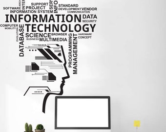 Information Technology Vinyl Wall Art Decals, Technology Wall Decal, Education Decals, Engineering Software Science Sticker for Office 837ES