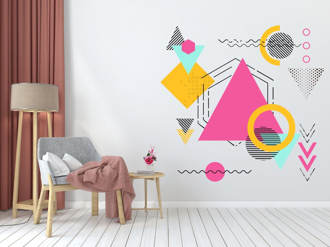 Geometric Abstract Vinyl Wall Art Decals, Office Wall Art Decor