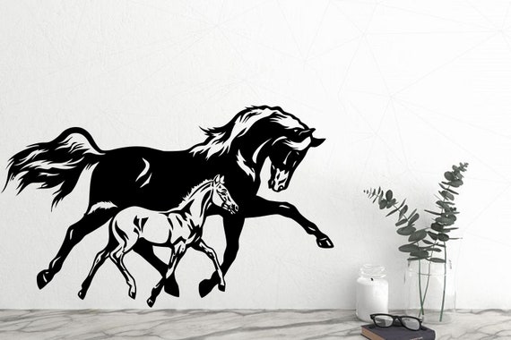 Cheval Running Wall Art Mural Stickers Chevaux mur décalcomanies Animaux  Mur vinyle Cheval Vinyle Autocollant Autocollant Décor Chambre Chambre  Pépinière Murals 386ES -  France