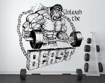 Gym Wall Decal Custom Fitness Decor Workout Art Vinyl Gorilla Gym Quote Stickers Bedroom Gym Workout Girl Motivation Crossfit Logo 4426BS