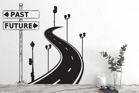 Road Lights Mural Past Future Decals Tire Track Wall | Etsy