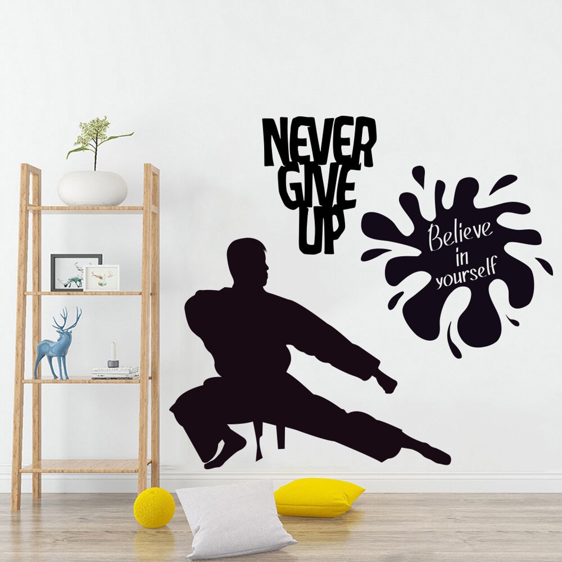 Karate wall decal Karate stickers wall art never give up Etsy