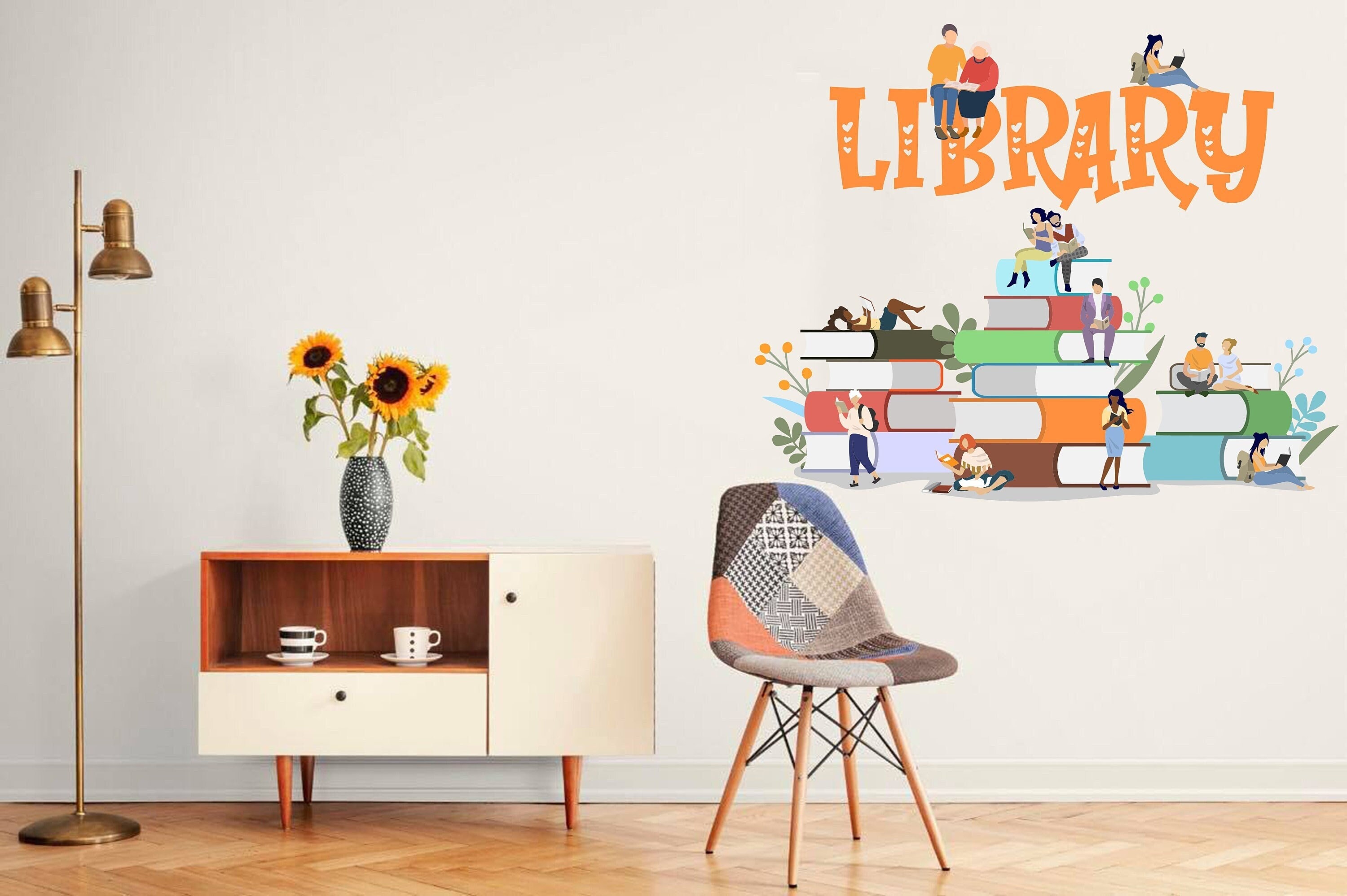 Library Vinyl Wall Art Decal Library Wall Decal Education Etsy Australia