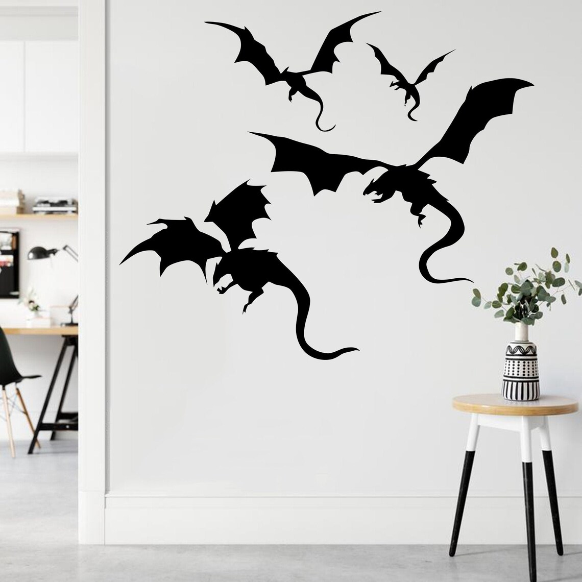 Dragon Wall Decals Flying Dragons Vinyl Wall Decal Animals Etsy