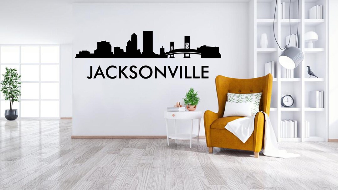 Jacksonville City Skyline Wall Decal Vinyl Sticker City Jacksonville