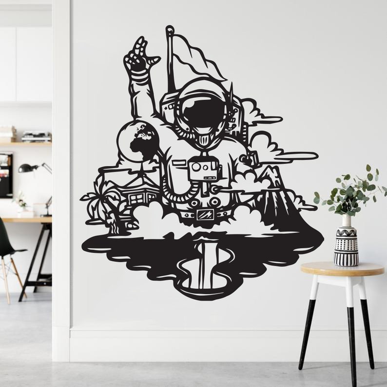 Astronaut Wall Decals Outer Space Wall Decal Decal for Etsy
