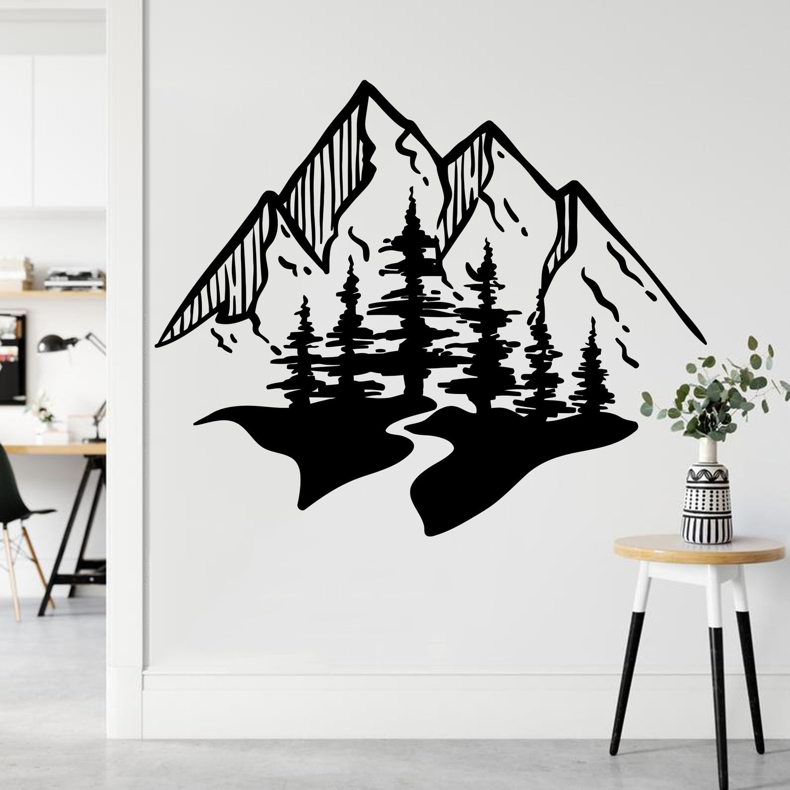 Mountain Wall Decals Mountain Murals Pine Tree Stickers Etsy