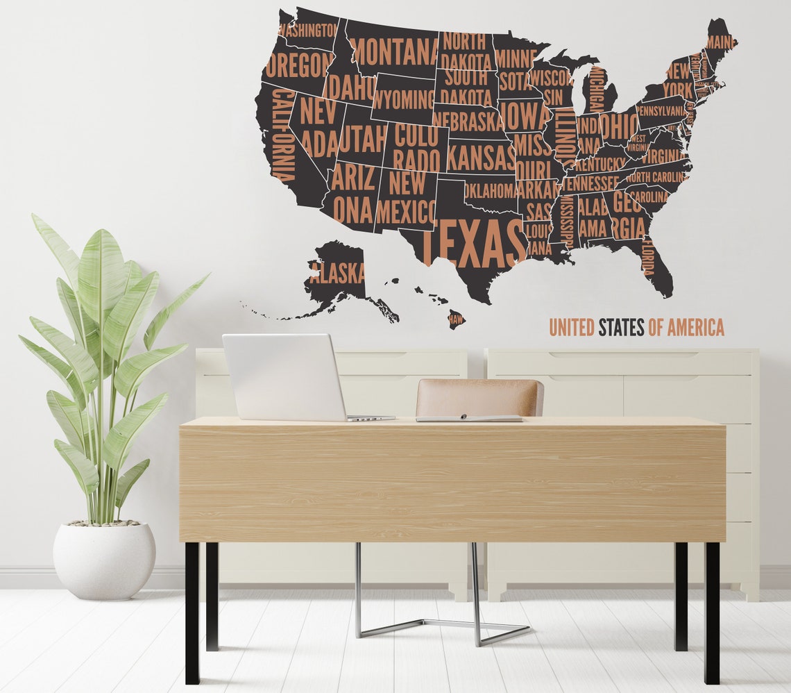 United States Of America Map Wall Mural Decor USA Map Flag Etsy Il 1140xN.3573271919 E1gg 