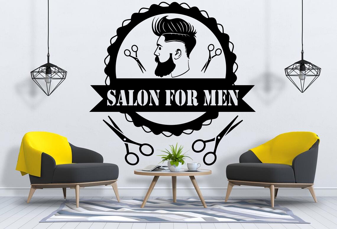 Barber Wall Decal Gentlemens Barber Shop wall decor Man Salon Etsy