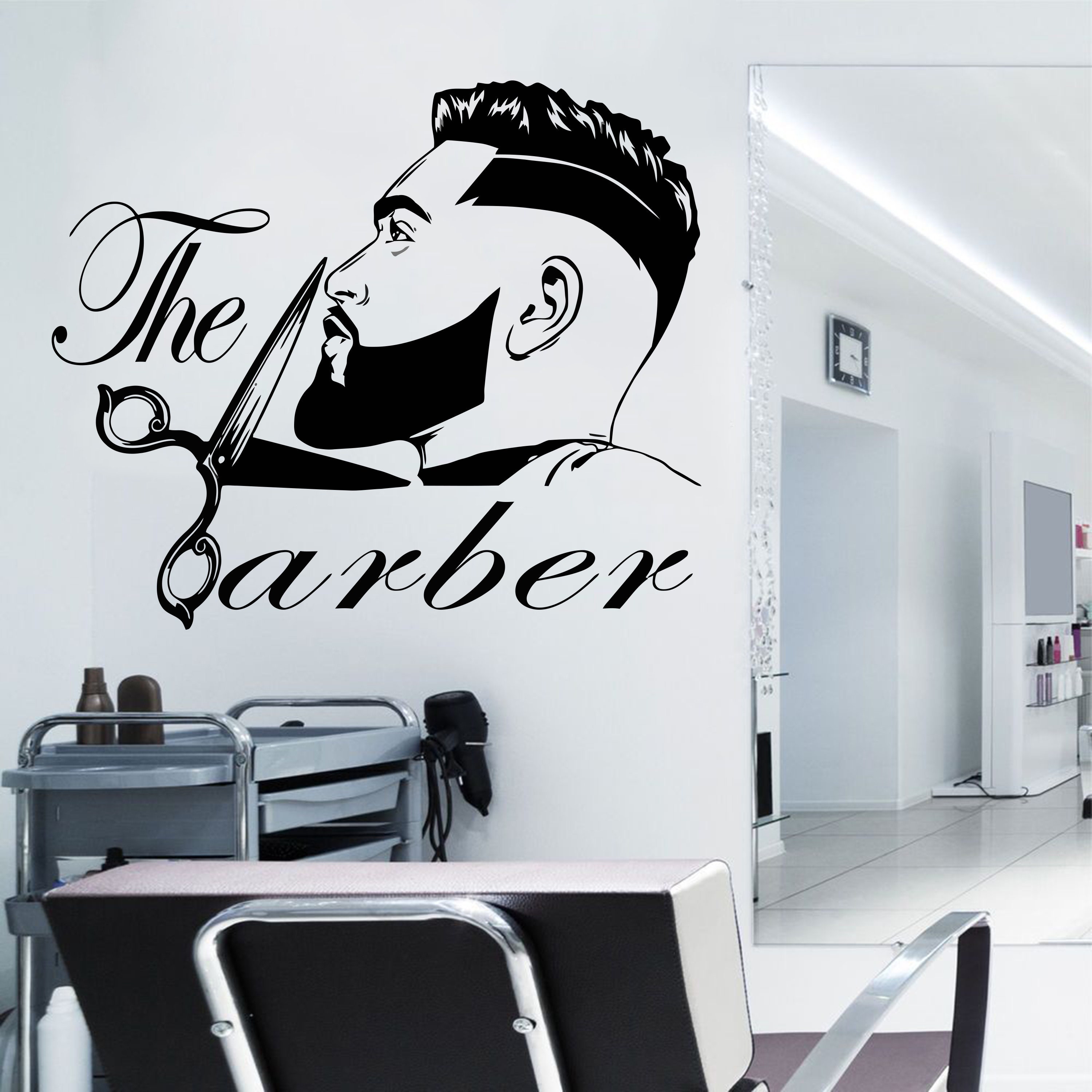 Barber Wall Decal Gentlemens Barber Shop Wall Decor Man Salon - Etsy