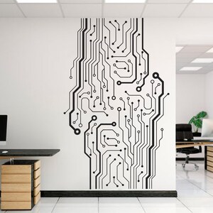 Circuit Board Wall Decal, Technology Vinyl Wall Art Decals, Gamer Room ...
