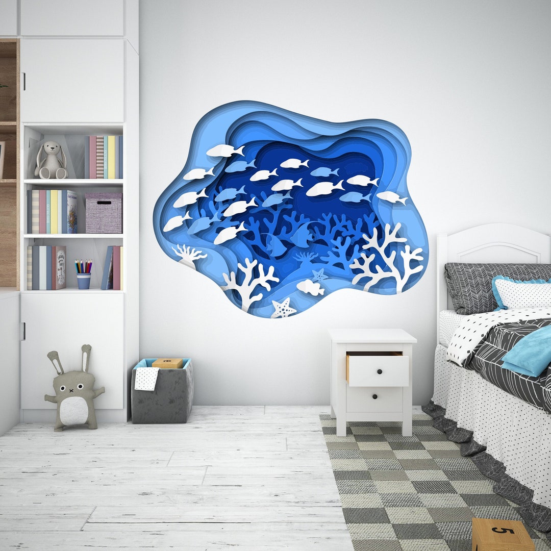 Aquarium Sea Wall Art Decal Fish Sea Vinyl Wall Decal Ocean - Etsy