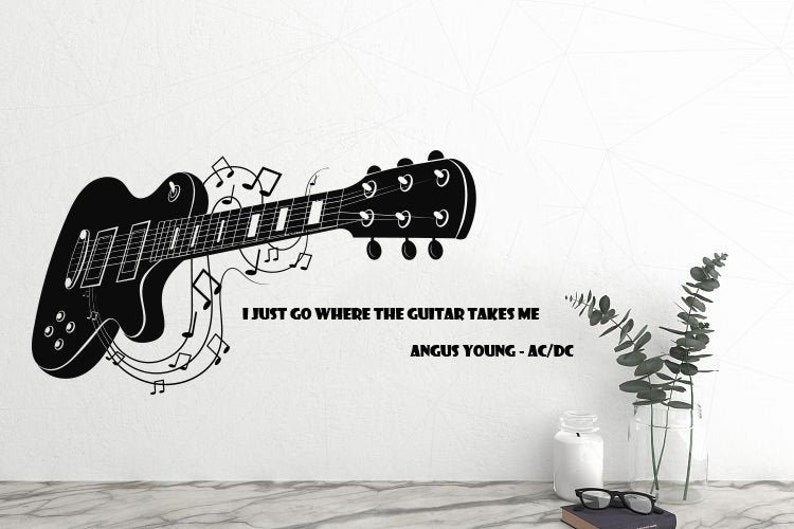 Guitar wall decal Guitar stickers Music Gifts wall art AC/DC | Etsy