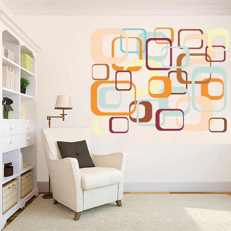 Squares Wall Decal Square Wall Sticker Office Decor Etsy