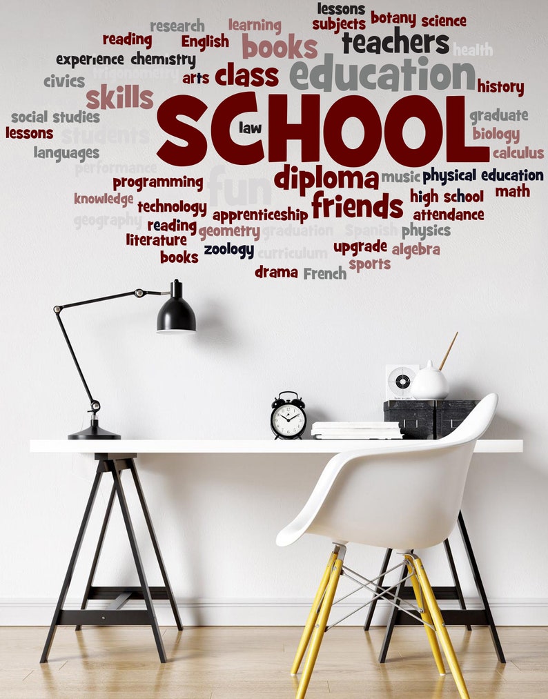 School Vinyl Wall Art Decals Library Wall Decal School Wall Etsy