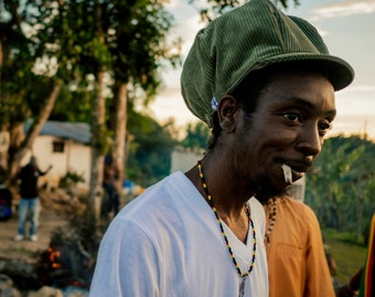 Rasta cap for dreadlocks in khaki corduroy