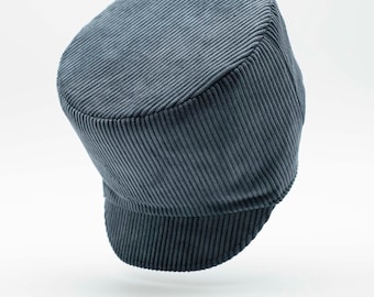 Rasta cap for dreadlocks in blue corduroy