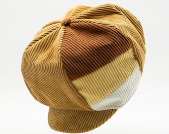 Rasta hat dreadlocks vintage white yellow brick camel corduroy