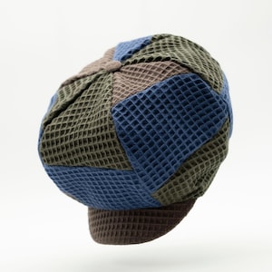 Brown khaki blue mashup honeycomb Rasta hat dreadlocks