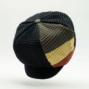 black rasta dreadlocks hat in waffle cotton ethiopian flag