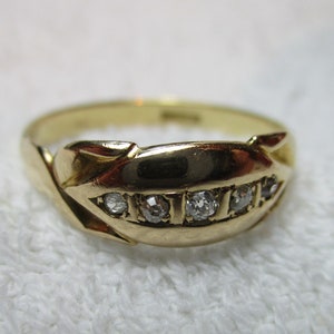 Antique 18ct Solid Gold 5-Stone Diamond Gemstone Ring3.1 Grams image 1