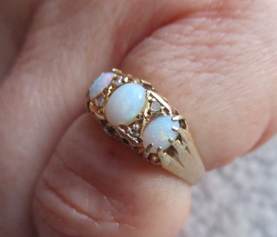 Edwardian{Birmingham 1904} 18ct Solid Gold 7-Ston… - image 6