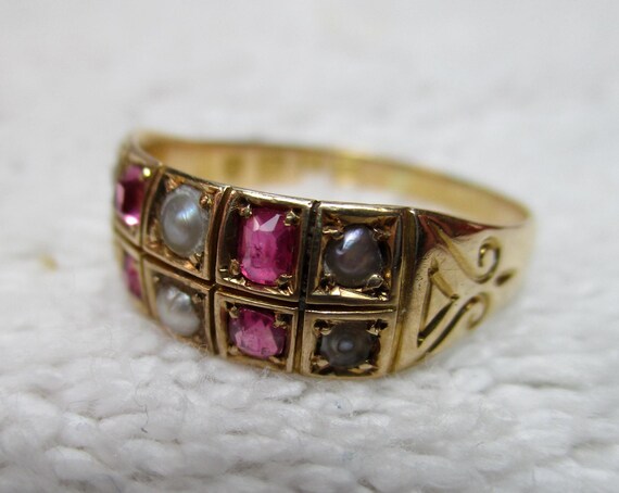 Victorian{London 1883} 18ct Solid Gold Ruby + Spl… - image 6