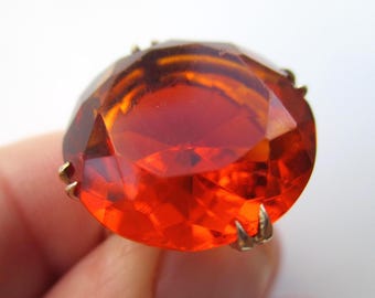 Antique 9ct Solid Gold Dark 'Citrine' Solitaire Gemstone Ring{6.4 Grams}