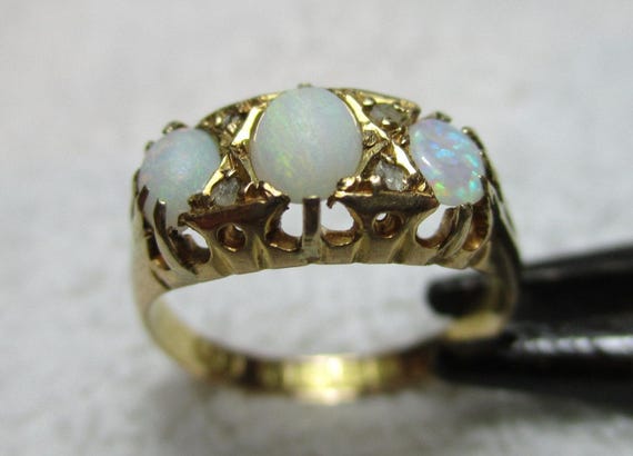 Edwardian{Birmingham 1904} 18ct Solid Gold 7-Ston… - image 1