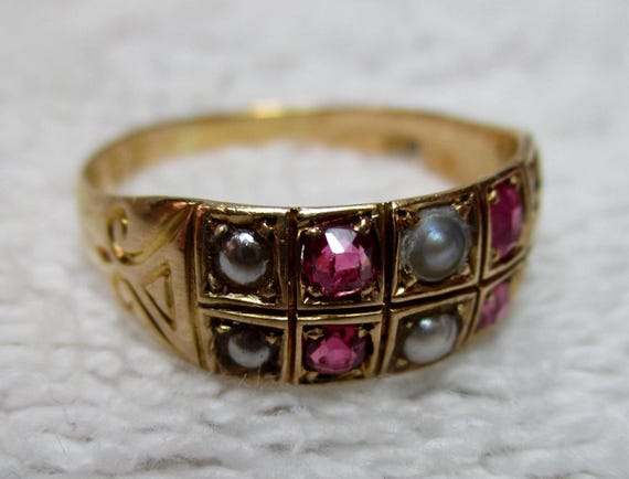 Victorian{London 1883} 18ct Solid Gold Ruby + Spl… - image 2