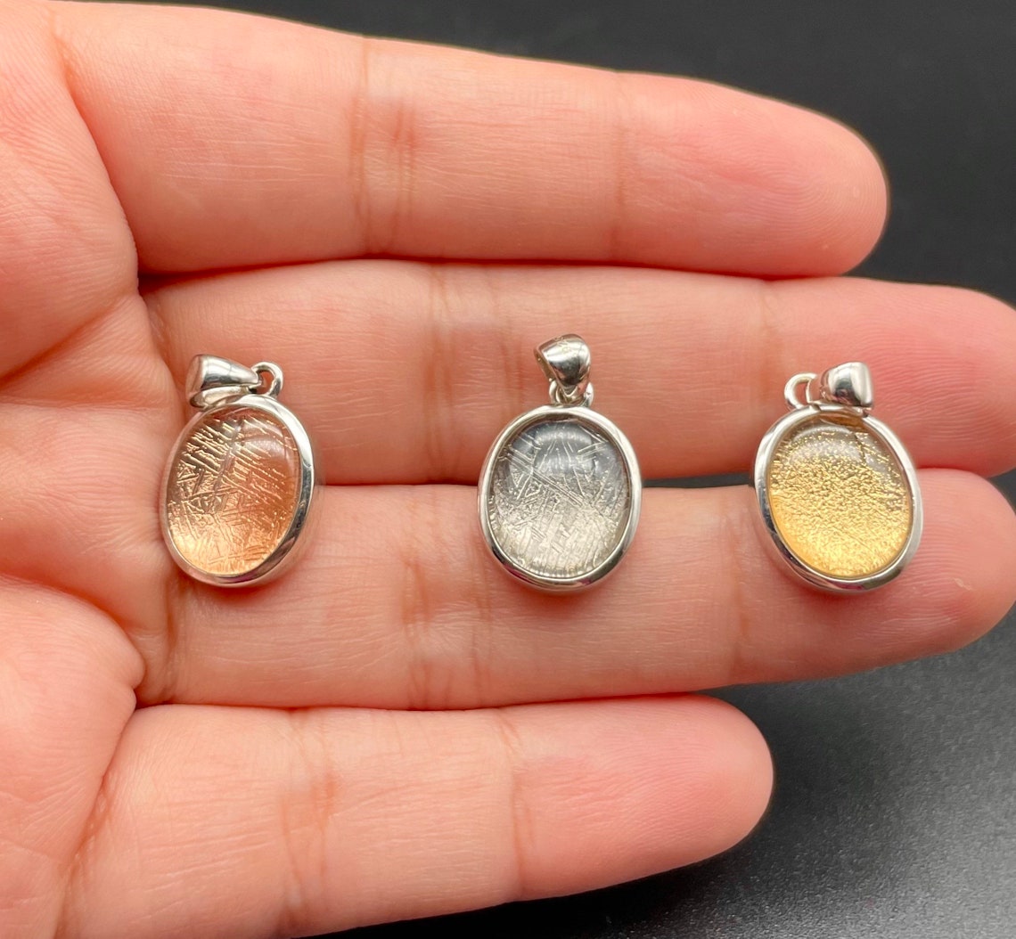 Genuine Meteorite jewellery Gebion meteorite pendant oval Etsy