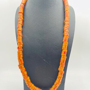 Natural old orange printed African glass beads African glass beads necklace