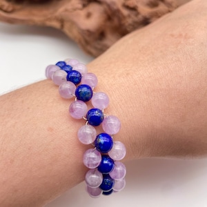 Lapis with lavender quartz round beaded bracelet 6mm bracelet for healing and meditation new design bracelet