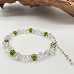 100% Genuine Moldavite Round Beaded with Herkimer  Bracelet /genuine Moldavite tektite / Natural Moldavite Bracelet from Czech Republic