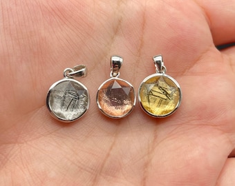 Gibeon Meteorite Pendant, Sterling Silver Round Necklace, Space Jewelry