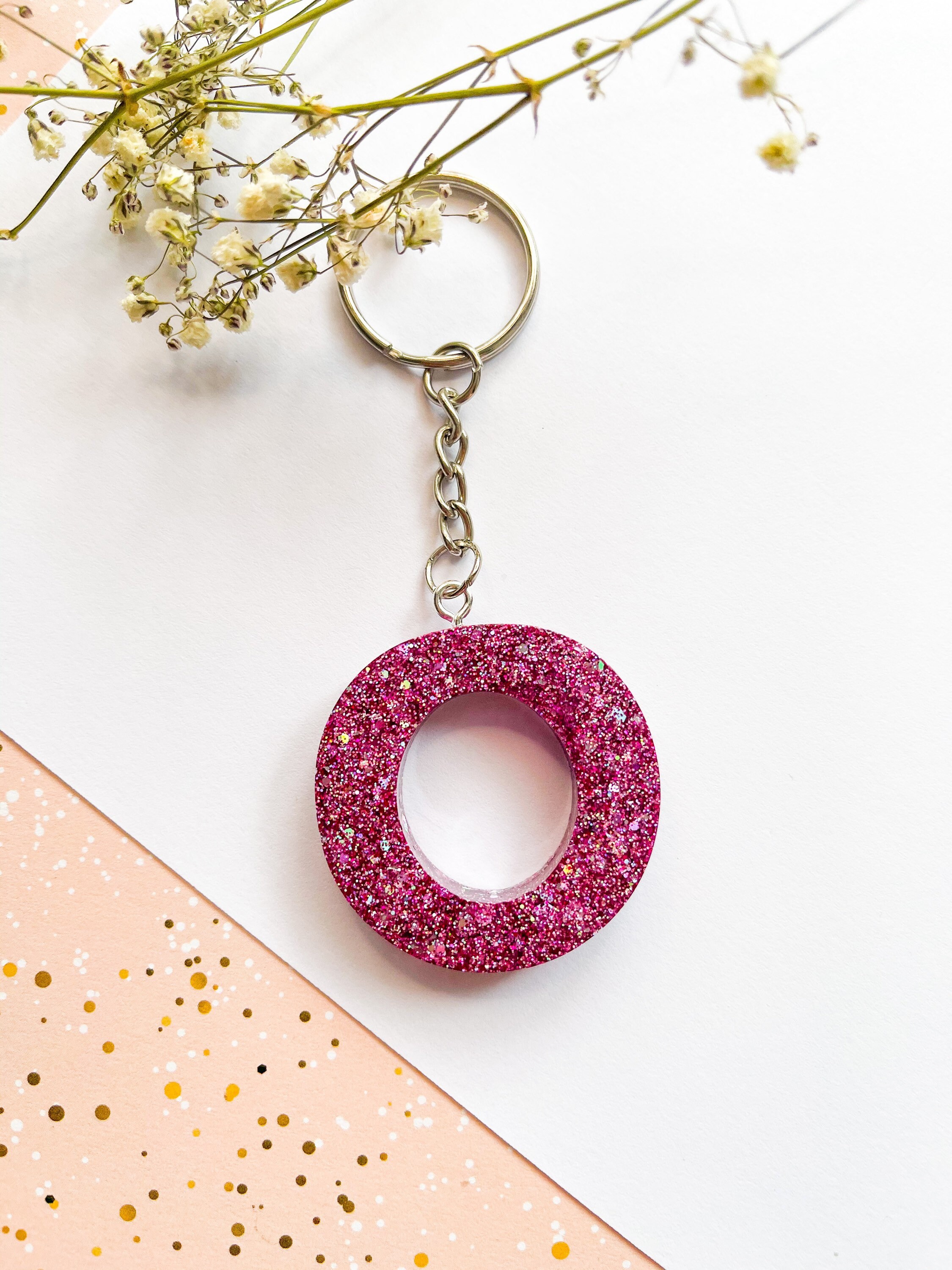Glitter resin keychains. Etsy