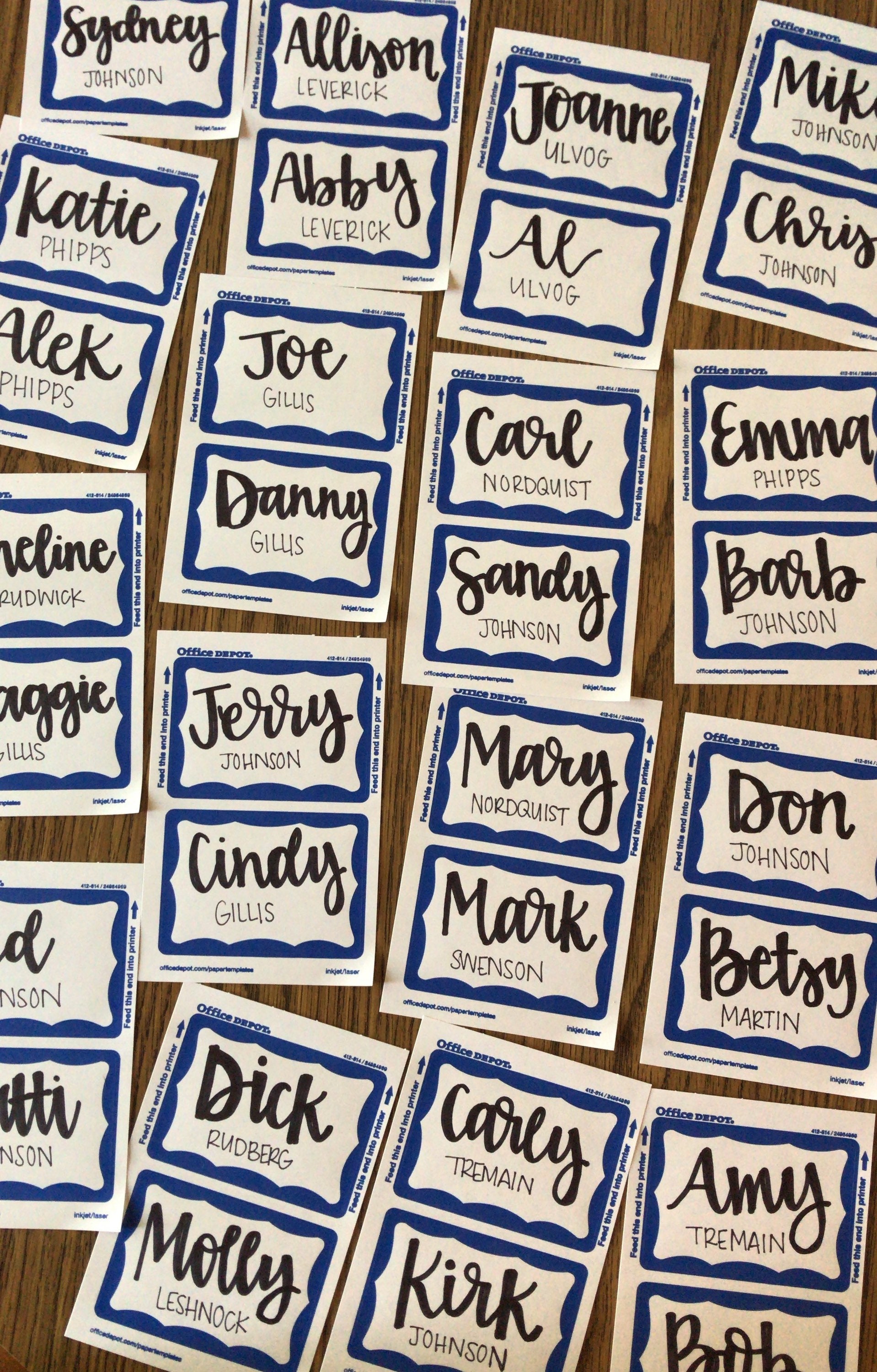 Hand lettered event name tags Adhesive name tags for parties Etsy