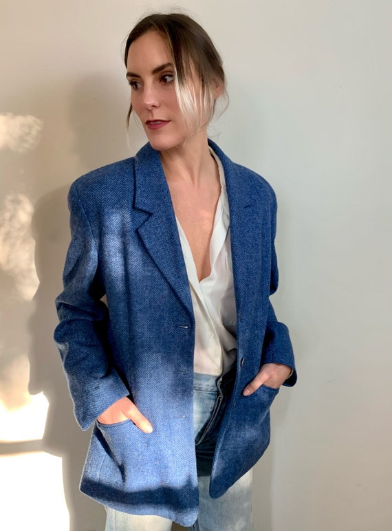 Oversized Tweed Herringbone Blazer | 90s Tweed Bla