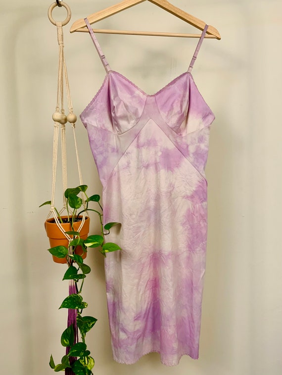 Tie Dye Slip Dress Medium | Vintage Slip | Hand d… - image 4