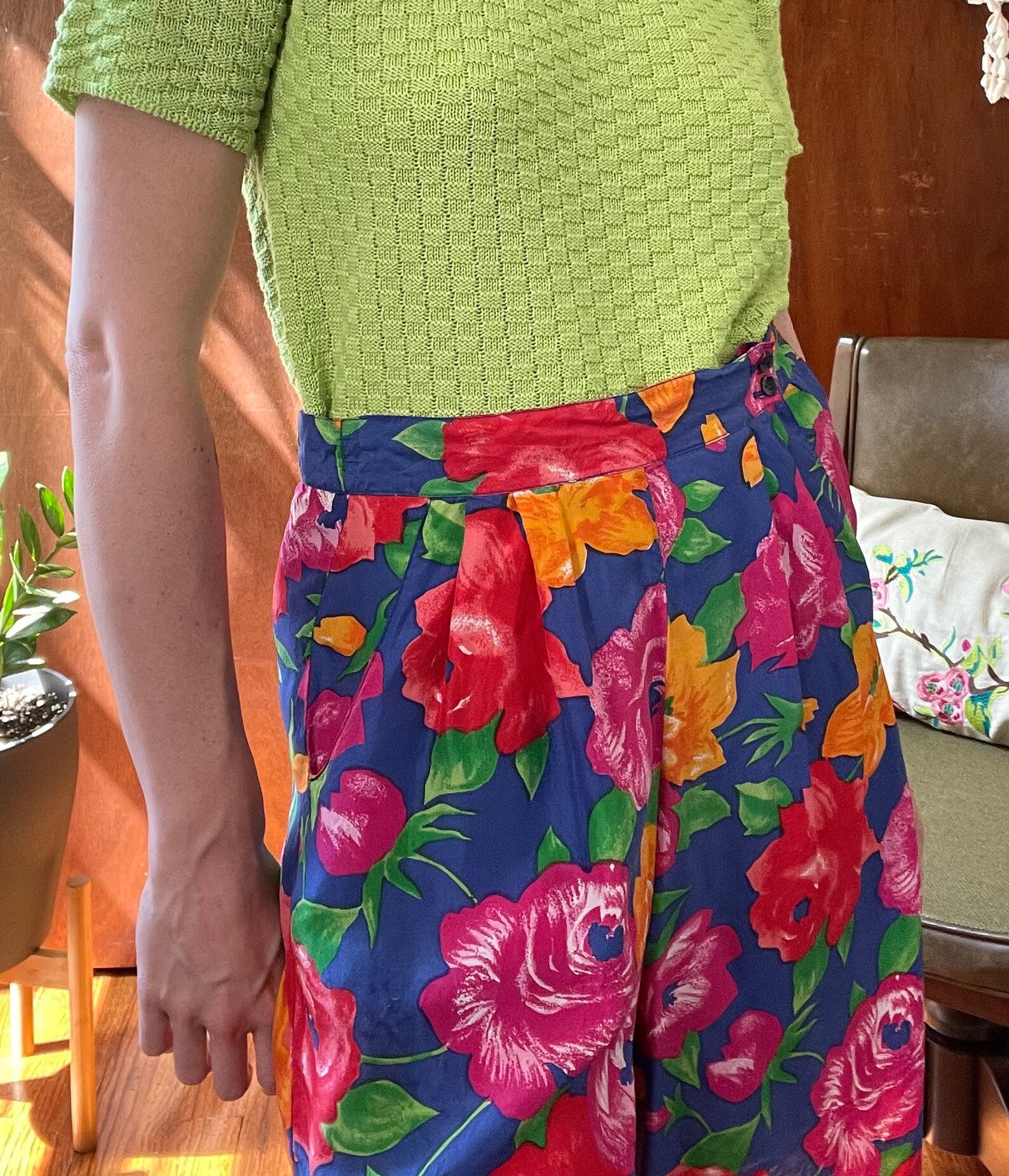 Floral Silk Bermuda Shorts Etsy