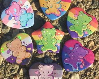 LGBTQ Pride Pins - Iridescent Gummi Bear Flags